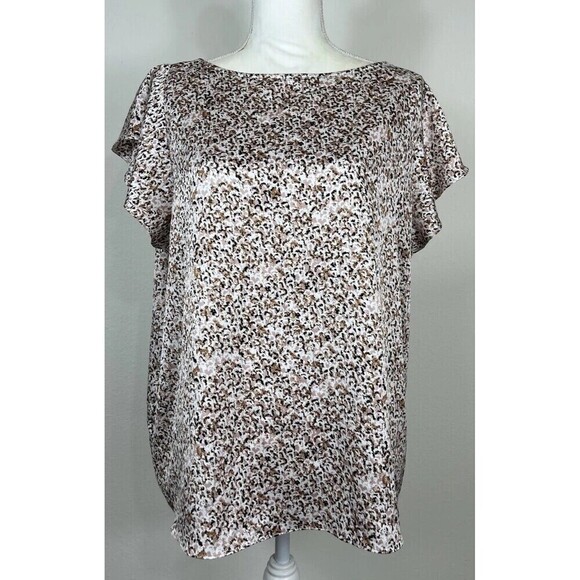 Nordstrom Short Sleeve Animal Print Pullover Blouse Size Large (12) - Picture 1 of 9